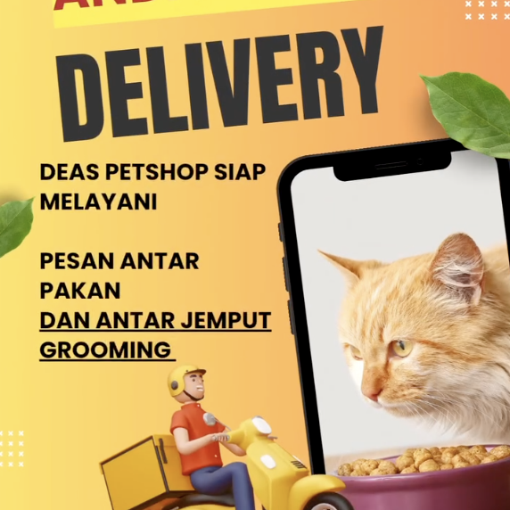 Poster layanan delivery dan antar jemput grooming Deas Petshop